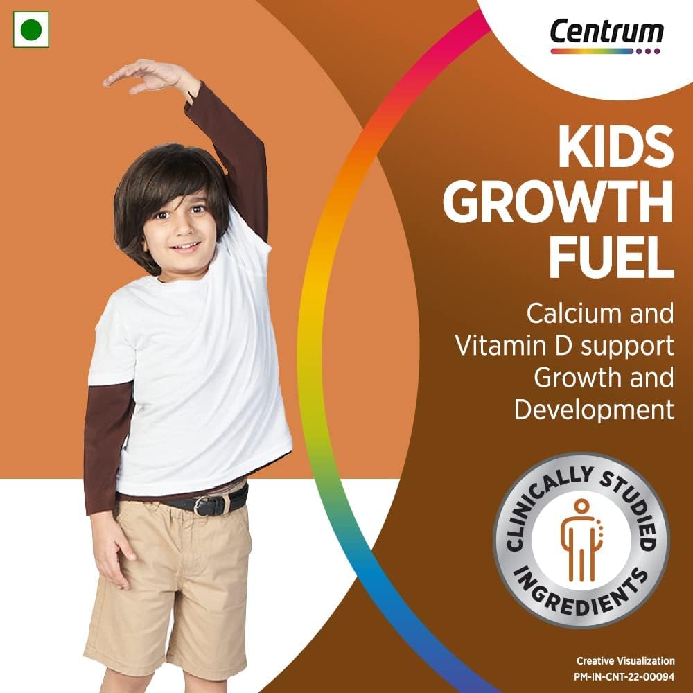 Kids Growth Gummies with Calcium & Vitamin D for Strong Bones - 30 Count | Supports Overall Growth | 100% Vegetarian | Top Multivitamin