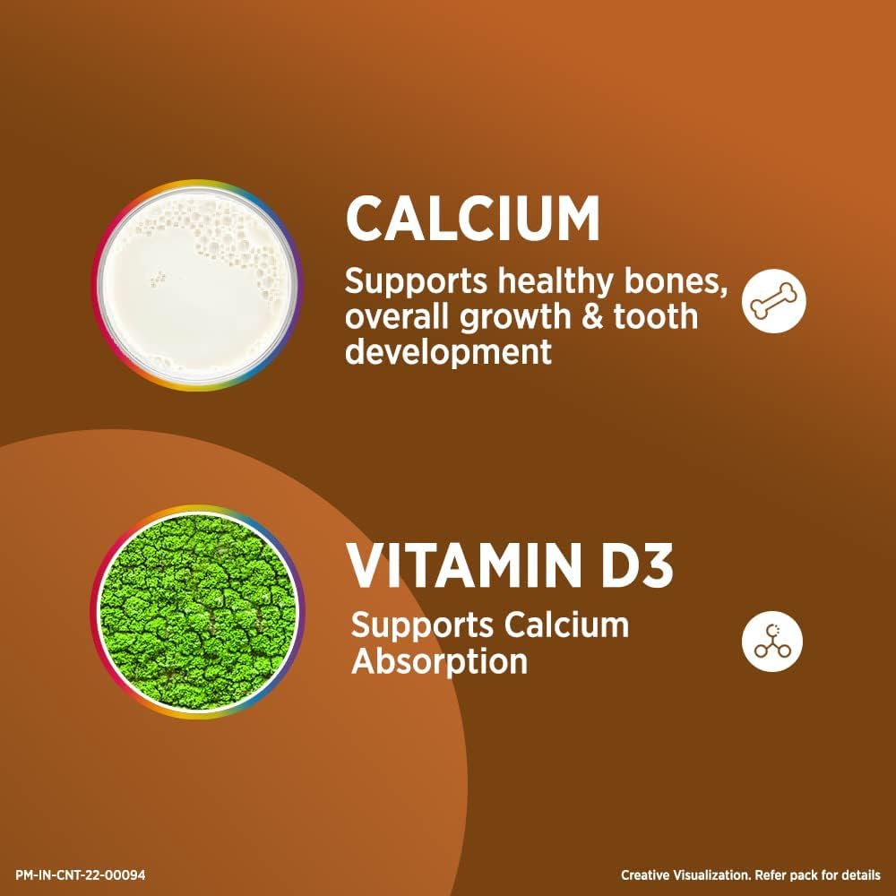Kids Growth Gummies with Calcium & Vitamin D for Strong Bones - 30 Count | Supports Overall Growth | 100% Vegetarian | Top Multivitamin