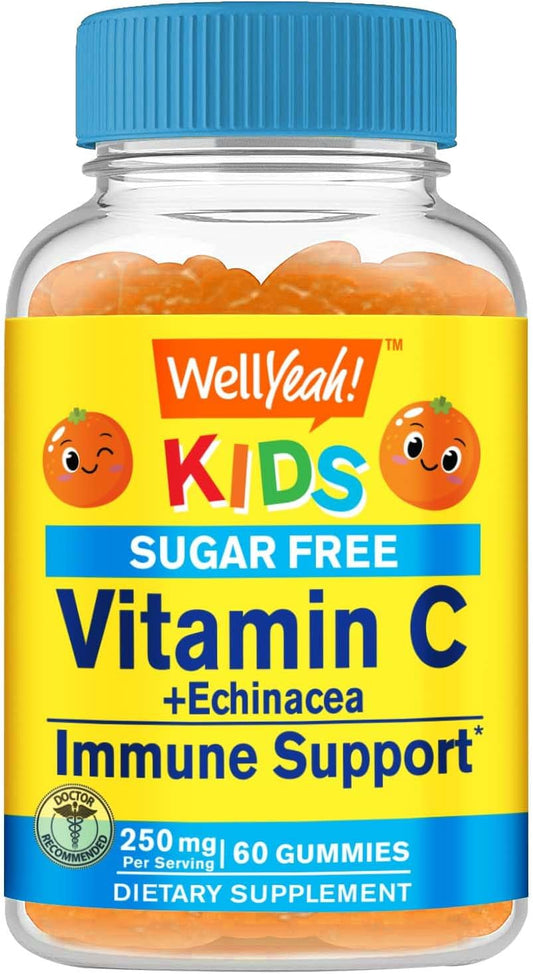 Kids Immune Support Gummies with Echinacea & Vitamin C - 60 Count, Orange Flavor, Sugar-Free