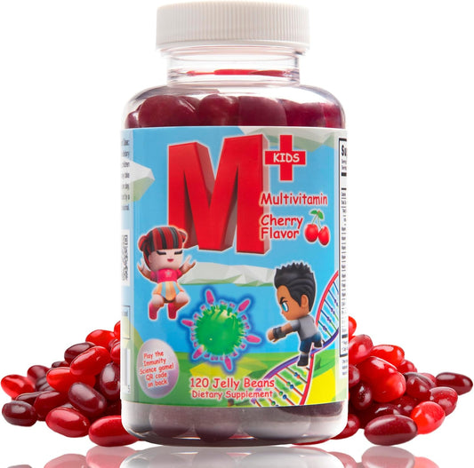 Kids Immunity Boosting Cherry Multivitamin Jellybeans - Natural, Non-GMO, Gluten-Free, Vegan Formula