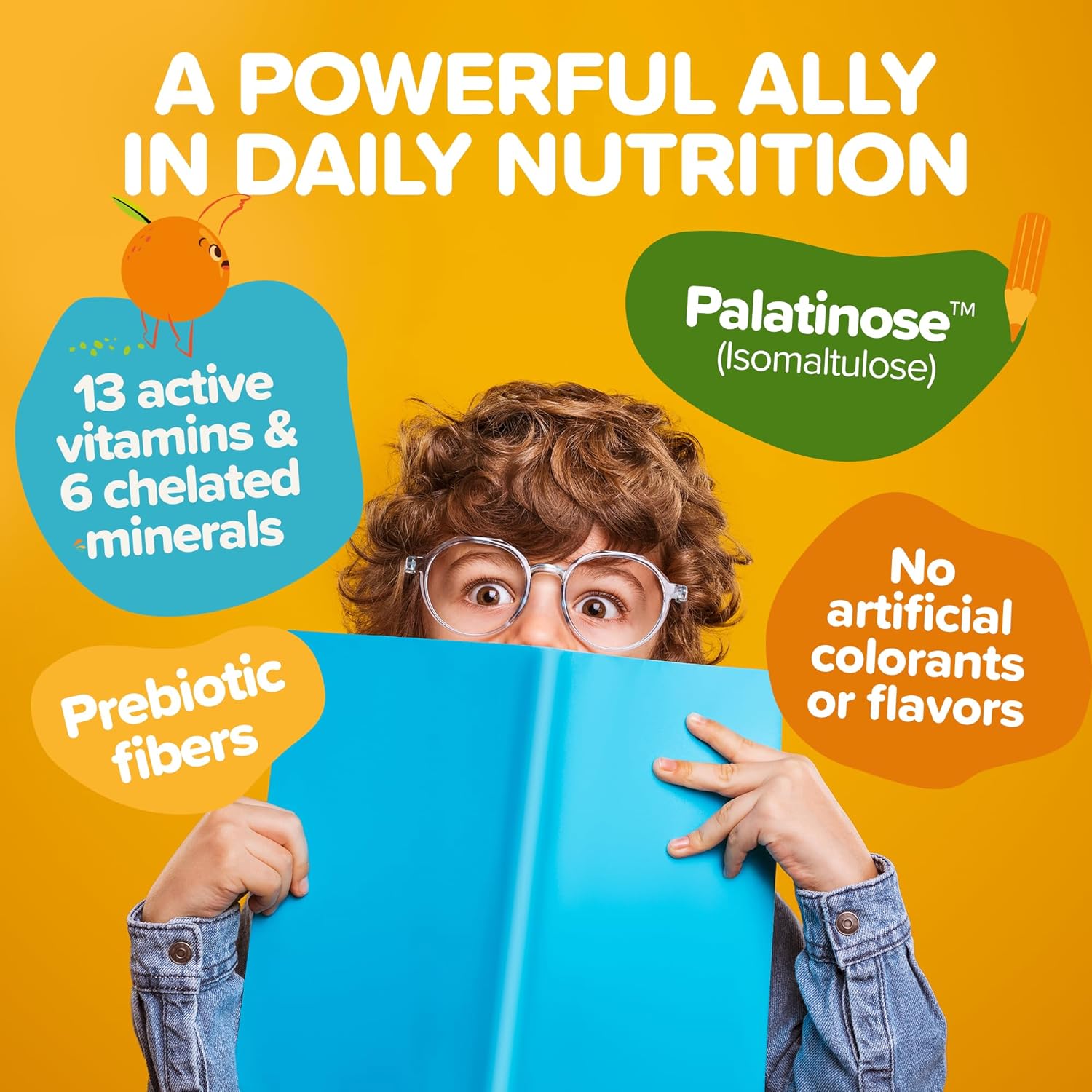 Kids Multivitamin Powder with 13 Vitamins & 6 Minerals - Low Glycemic Index, Orange Flavor - 10.4oz