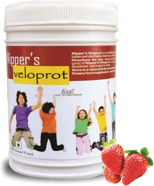 Kids Protein Powder Blend (Whey, Soy, Milk) for Growth & Development, Ages 2-12 & Teens, 500g Strawberry Flavor