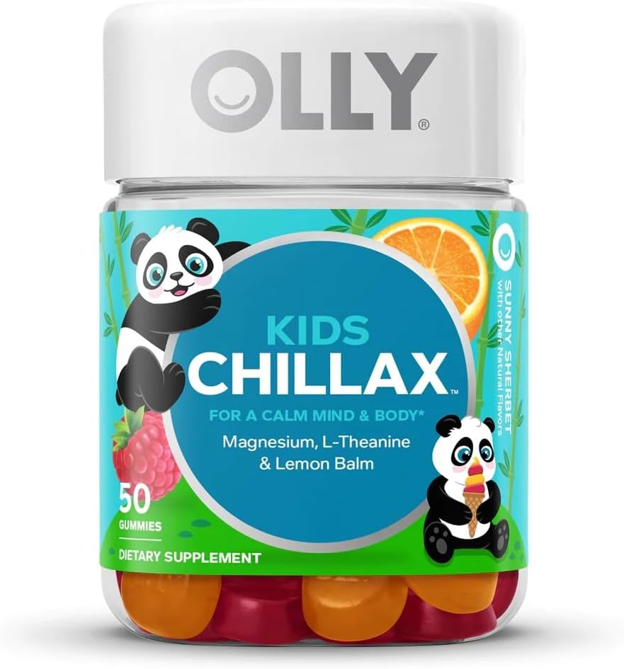 Kids Relaxation Gummies with Magnesium, L-Theanine, Lemon Balm - 50 Count, Plus Kids Multivitamin Gummy Worms for Immune Support