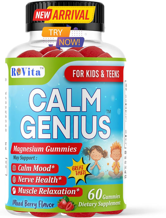 Kids & Teens Magnesium Gummies - Calm Sleep & Mood Support - 60 Count, 2-Month Supply