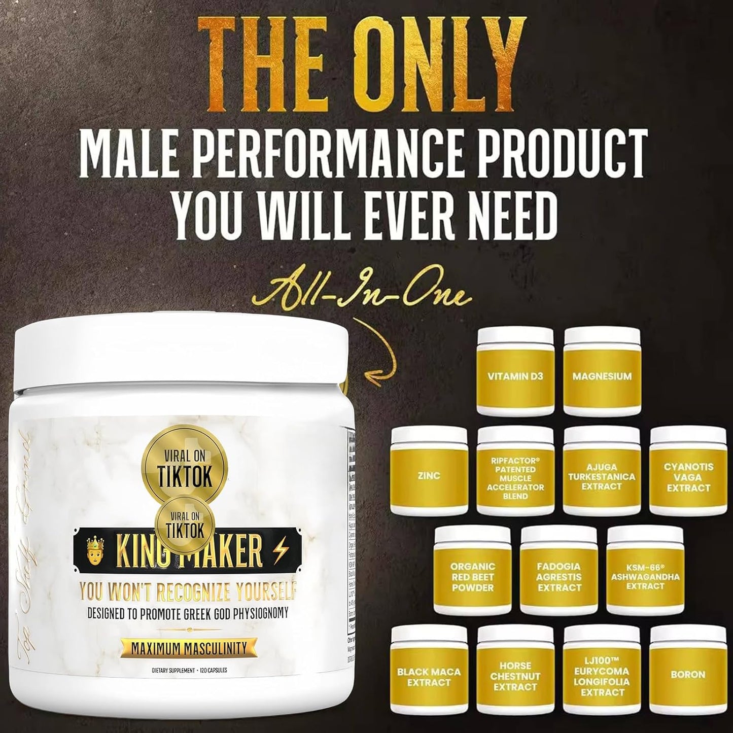 King-3pcs Maker MEN3- 13-in-1 Supplement for Men - 360 Capsules