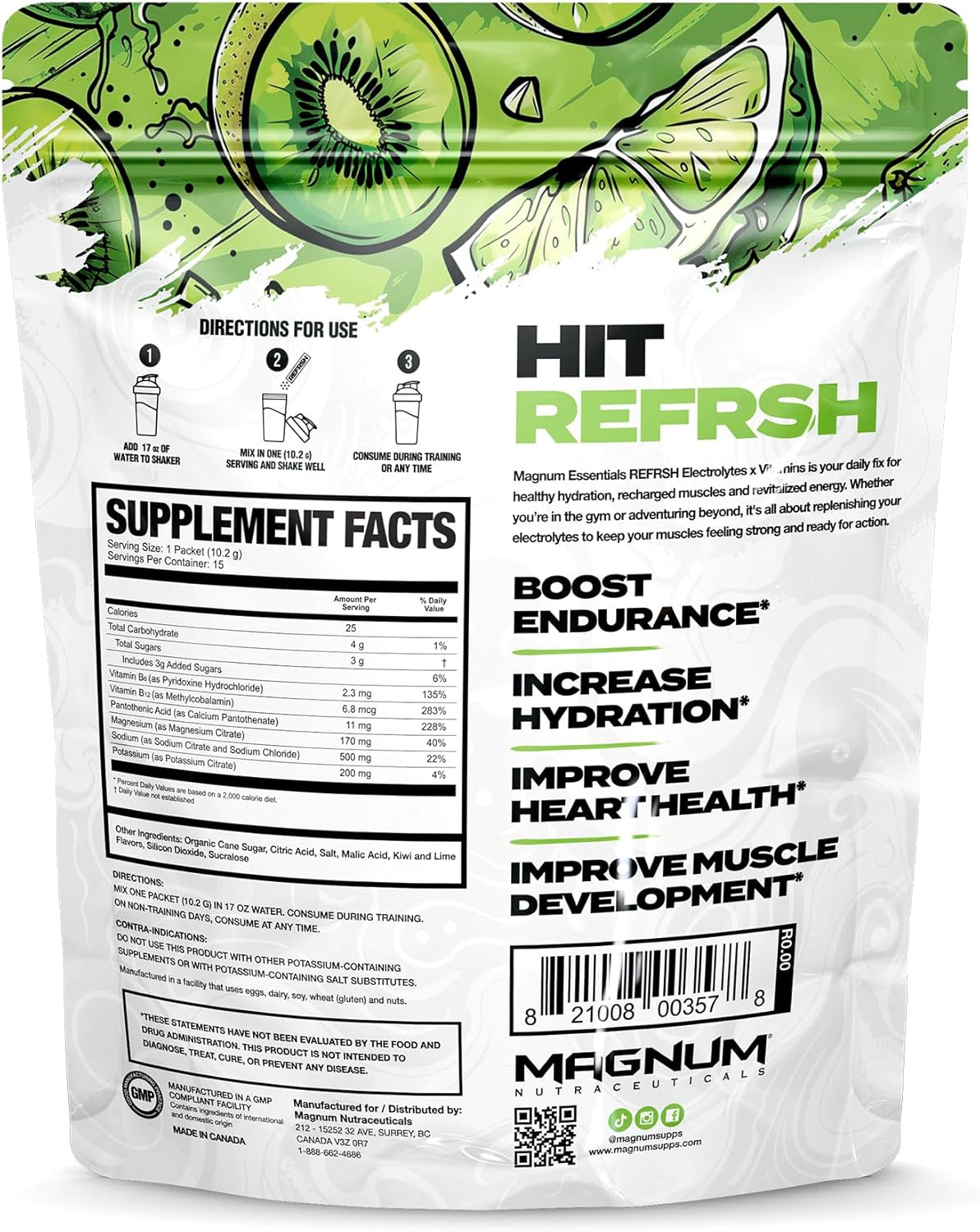 Kiwi Lime Electrolyte and Vitamin Drink Mix - 15 Servings
