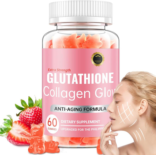 Korean Glutathione Collagen Glow Gummies for Dark Spots - Organic Anti-Aging Skin Care (60/120Pcs)