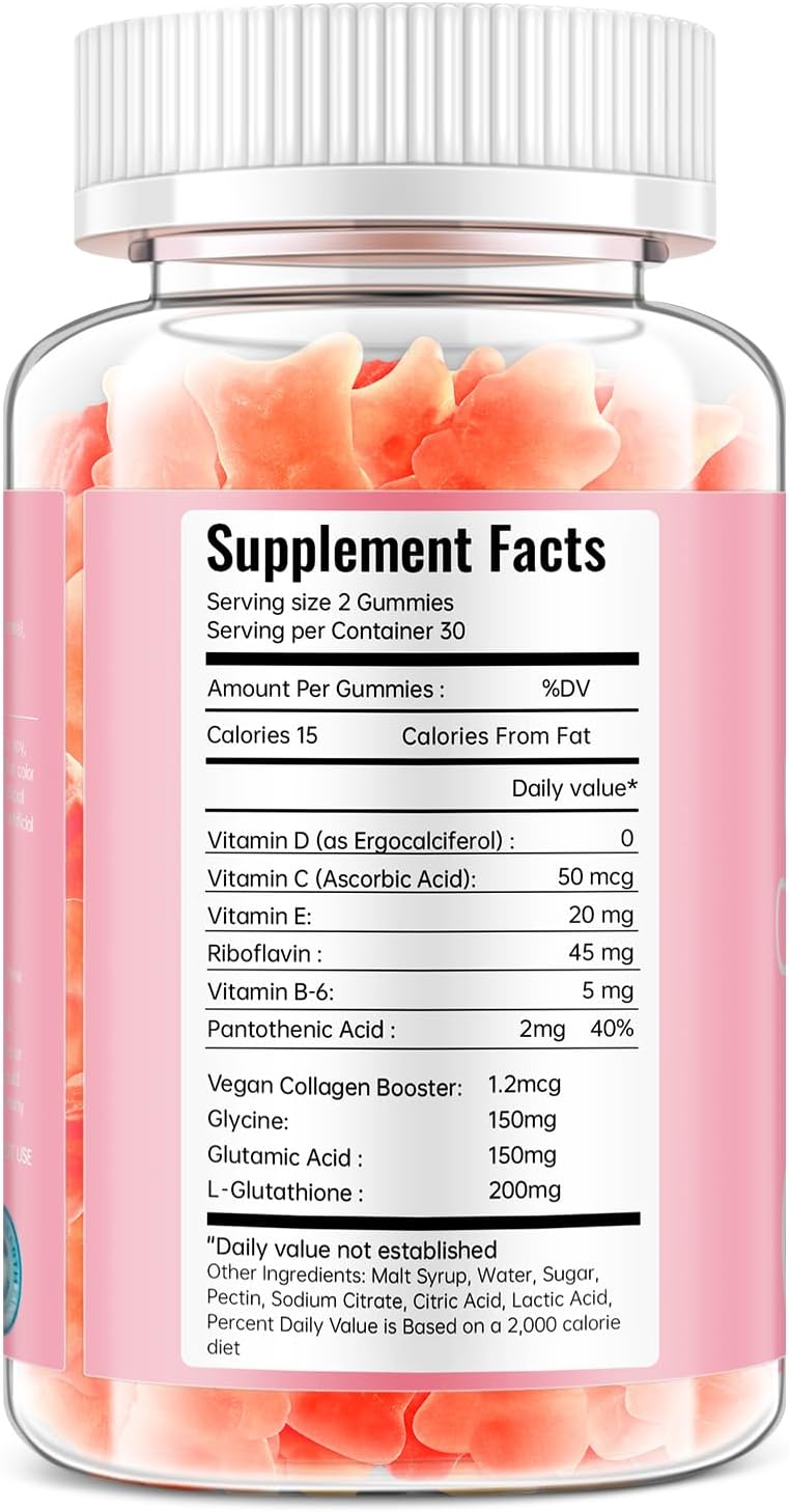 Korean Glutathione Collagen Glow Gummies for Dark Spots - Organic Anti-Aging Skin Care (60/120Pcs)