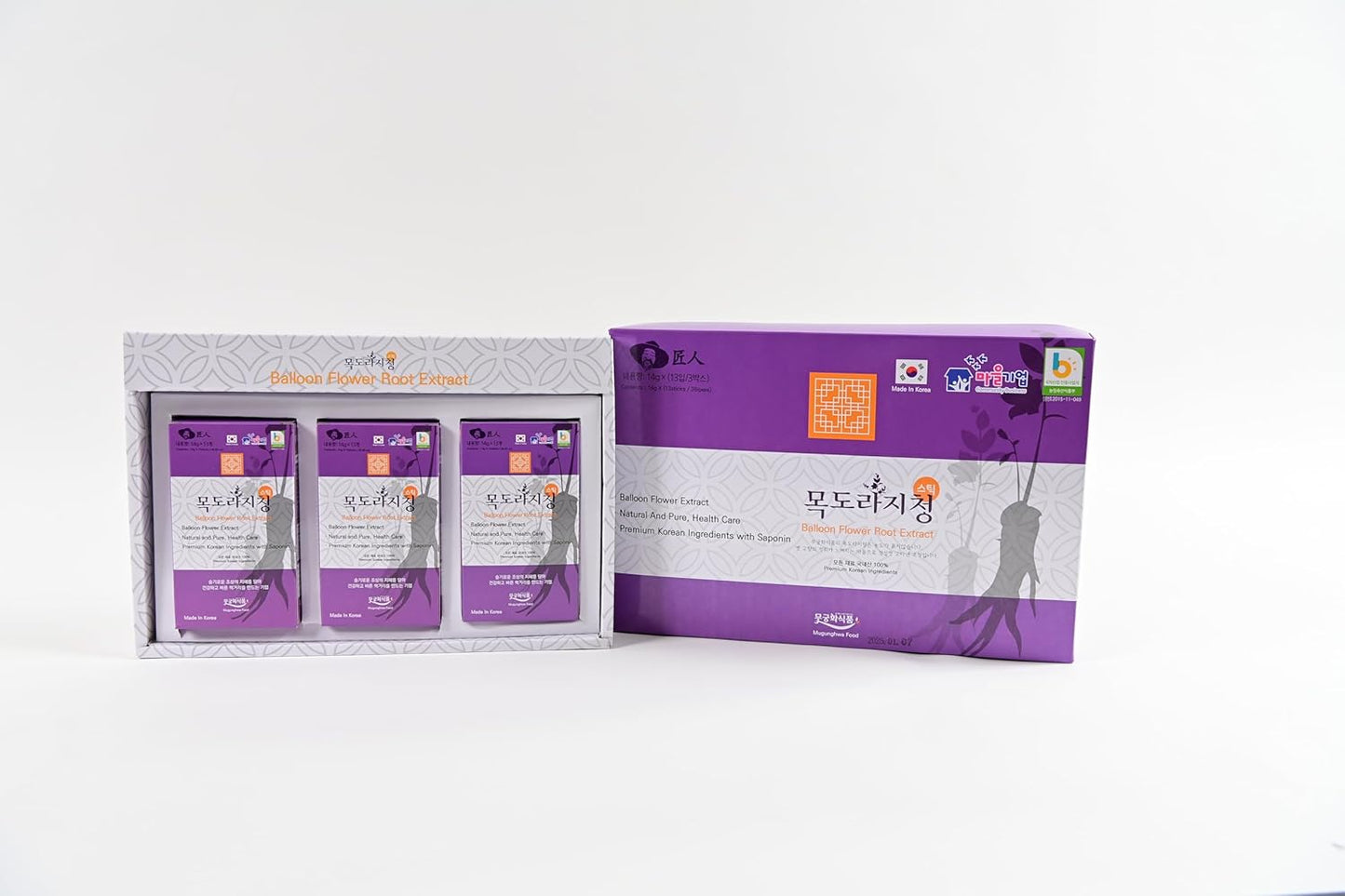 Korean Mugunghwa Food Stick with Balloon Flower Root Extract, Bellflower, Ginger, and Natural Sweeteners for Cold and Sore Throat Relief - All Ages Friendly