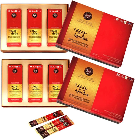 Korean Wild Ginseng Sticks - Hamyang Ginseng Liquid Supplement (30 Sticks, 2-Month Supply)