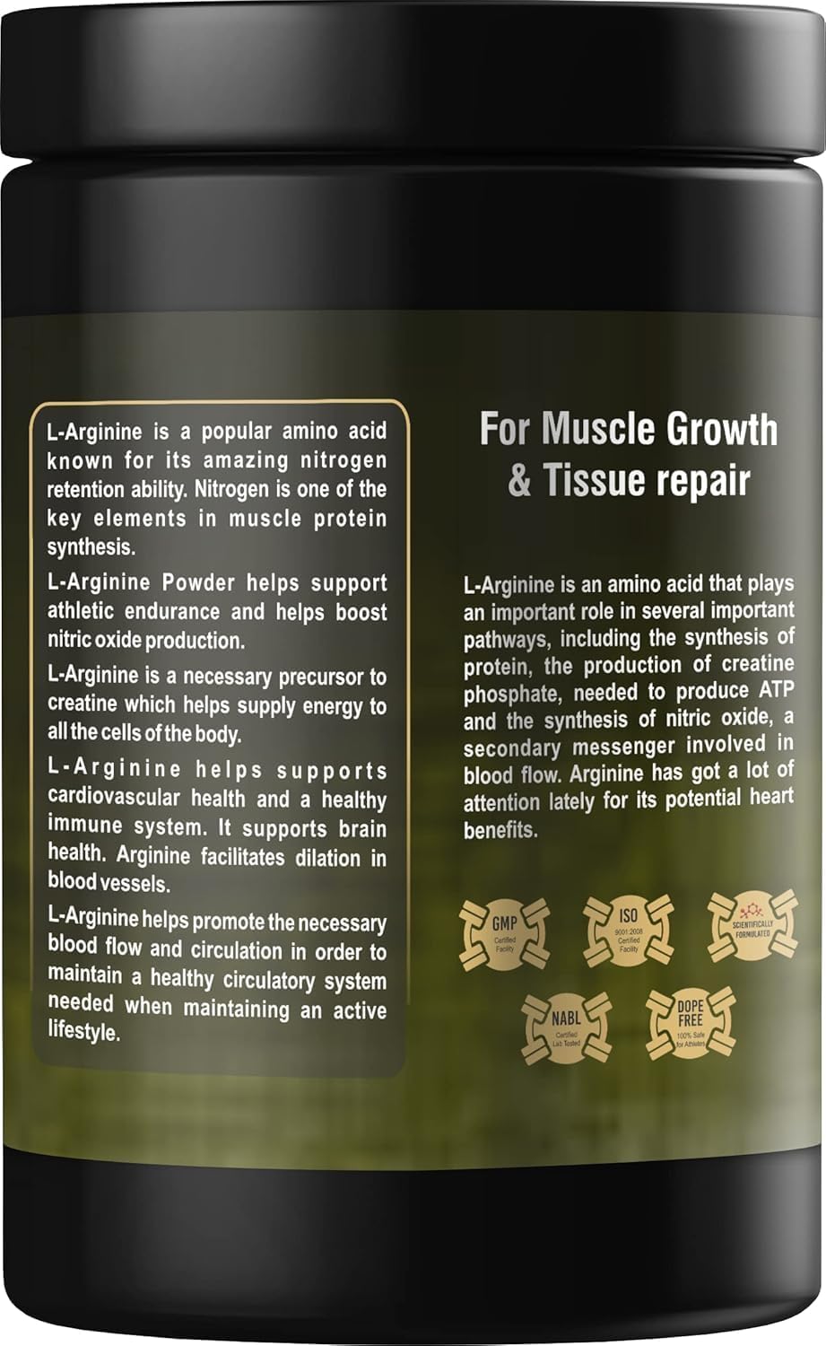 L-Arginine Powder Supplement for Muscle Growth - 300gm Amino Acid Supplement for Men and Women