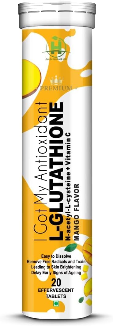 L-Glutathione 600mg Effervescent Tablets with Mango Flavor for Glowing Skin & Antioxidant Support - Skin Lightening & Pigmentation Reduction for Men & Women