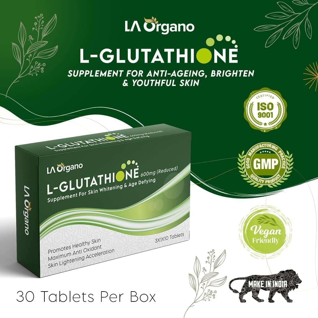 L Glutathione Tablets with Vitamin C for Radiant Skin - Pack of 1 (30 Tablets) for Men & Women
