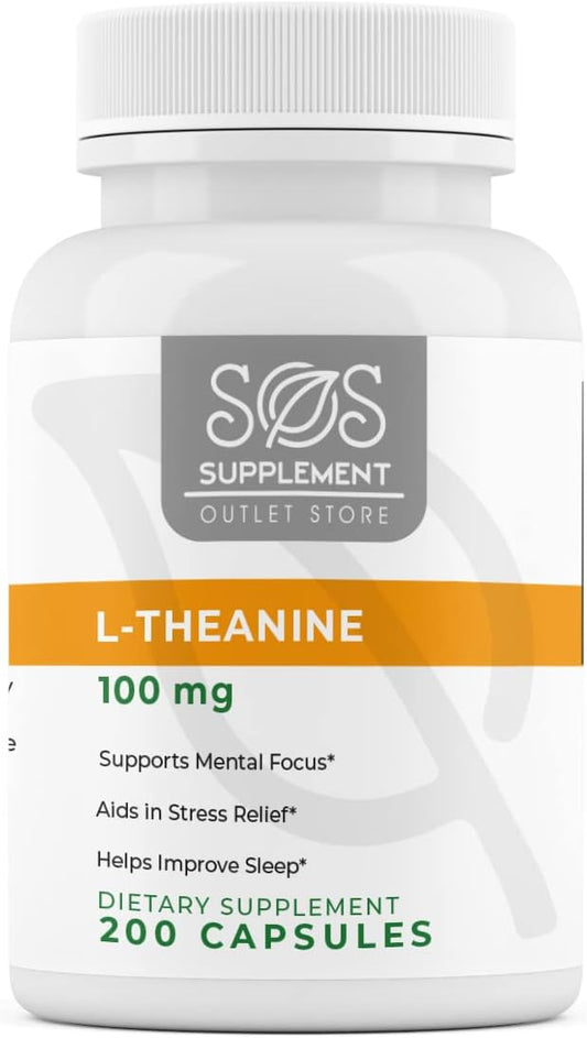 L-Theanine Brain Support Focus Supplement - 100mg, 200 Count - Supplement Outlet