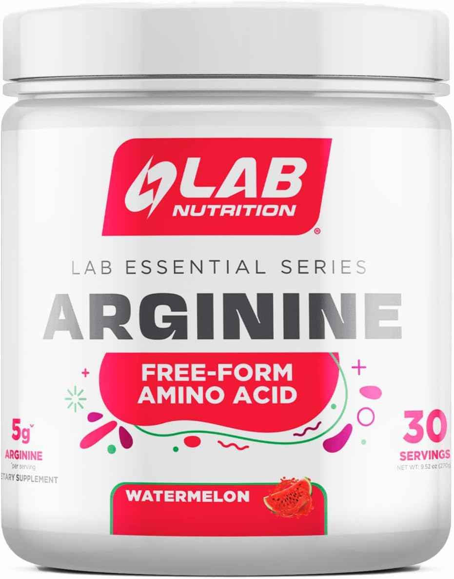 LAB Nutrition L-Arginine Powder Watermelon Flavor 5 Grams per Serving Muscle Support Nitric Oxide Precursor Free-Form Amino Acid (1)