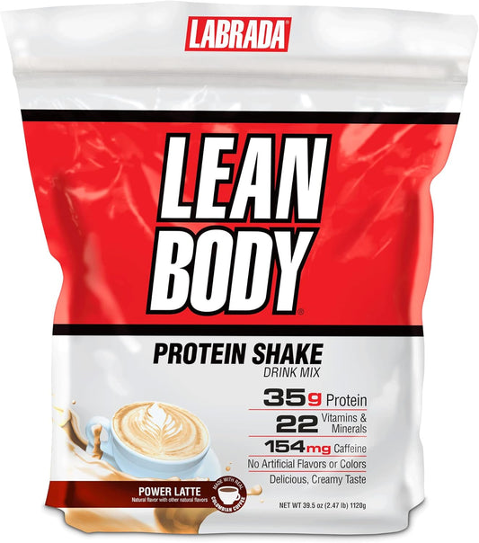 Labrada Lean Body MRP with Premium Colombian Coffee, Power Latte Flavor, 2.47LB Tub - Packaging Options Available