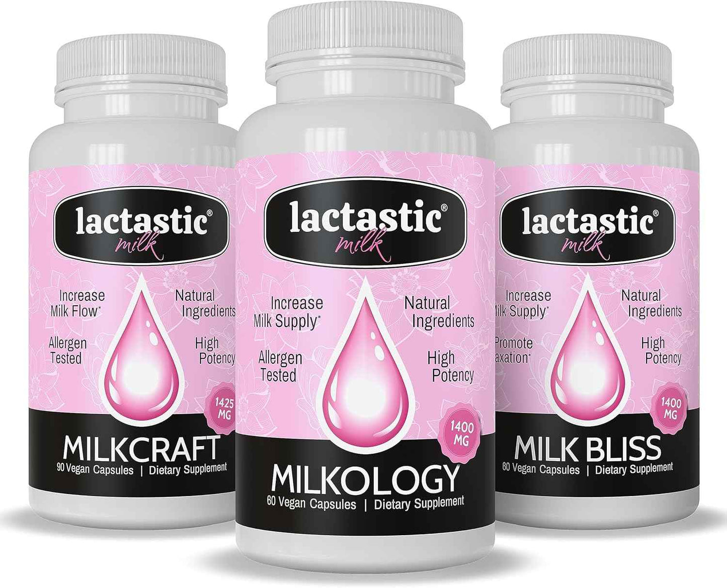 Lactastic® Perfect Start Bundle - High Potency Organic Lactation Supplements - Milkology, Milkcraft & Milk Bliss - 210 Vegan Capsules
