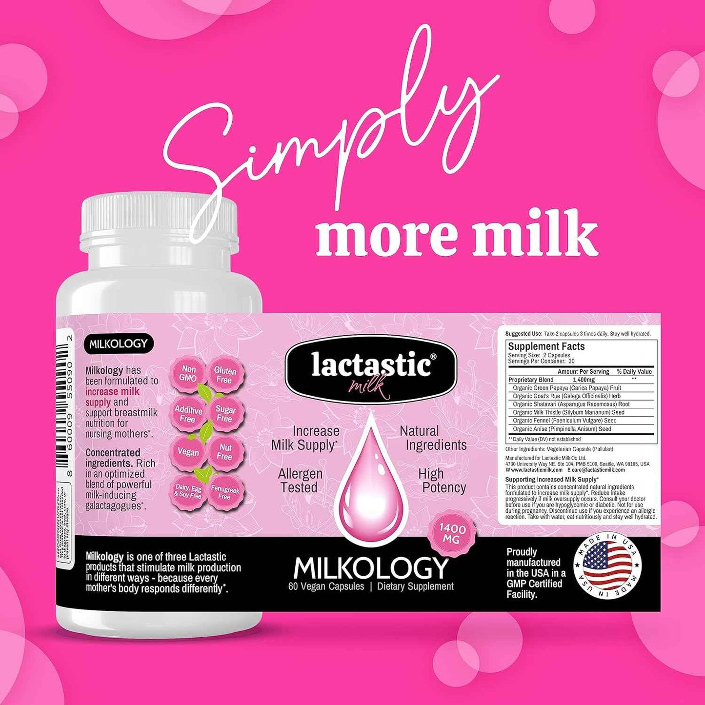 Lactastic® Perfect Start Bundle - High Potency Organic Lactation Supplements - Milkology, Milkcraft & Milk Bliss - 210 Vegan Capsules