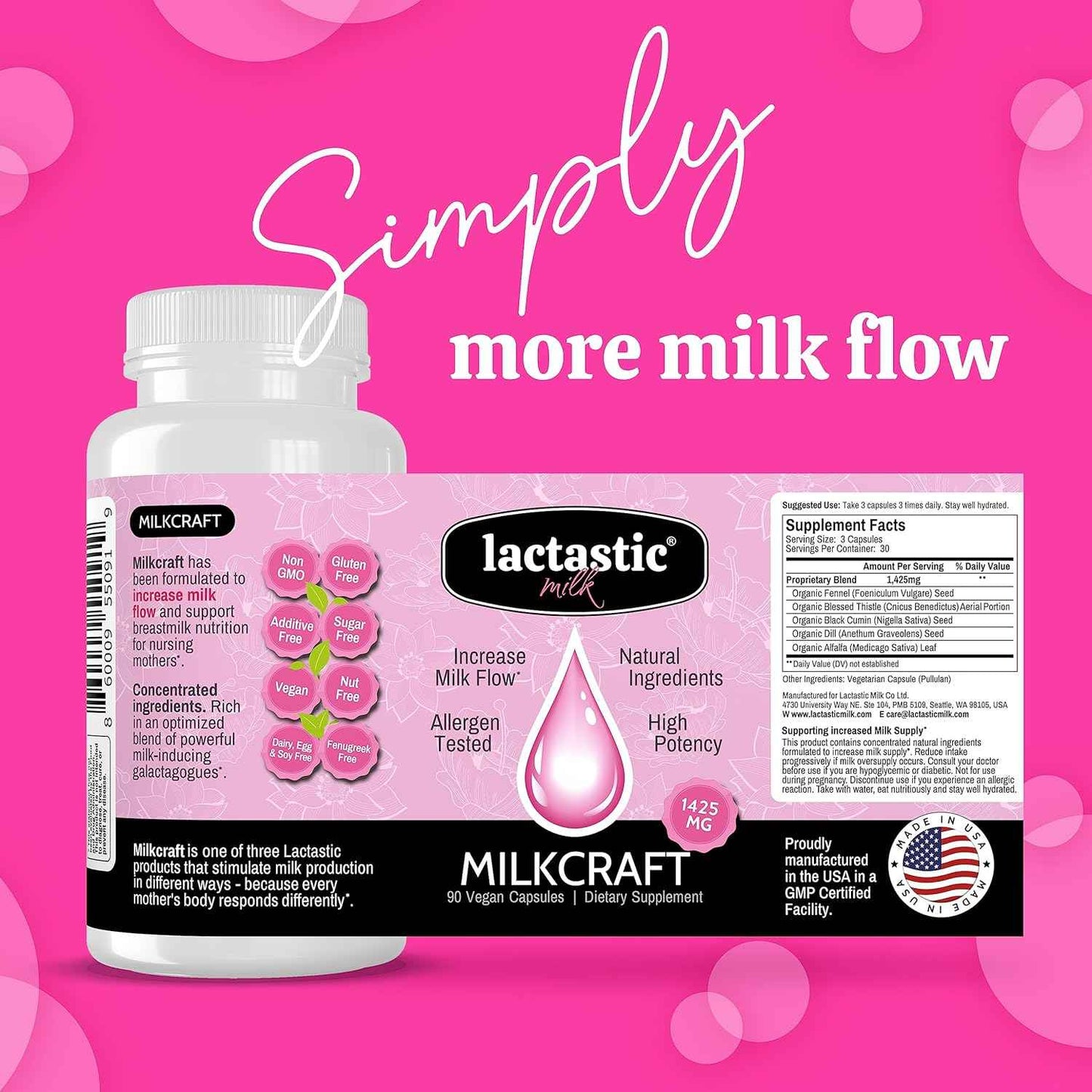 Lactastic® Perfect Start Bundle - High Potency Organic Lactation Supplements - Milkology, Milkcraft & Milk Bliss - 210 Vegan Capsules