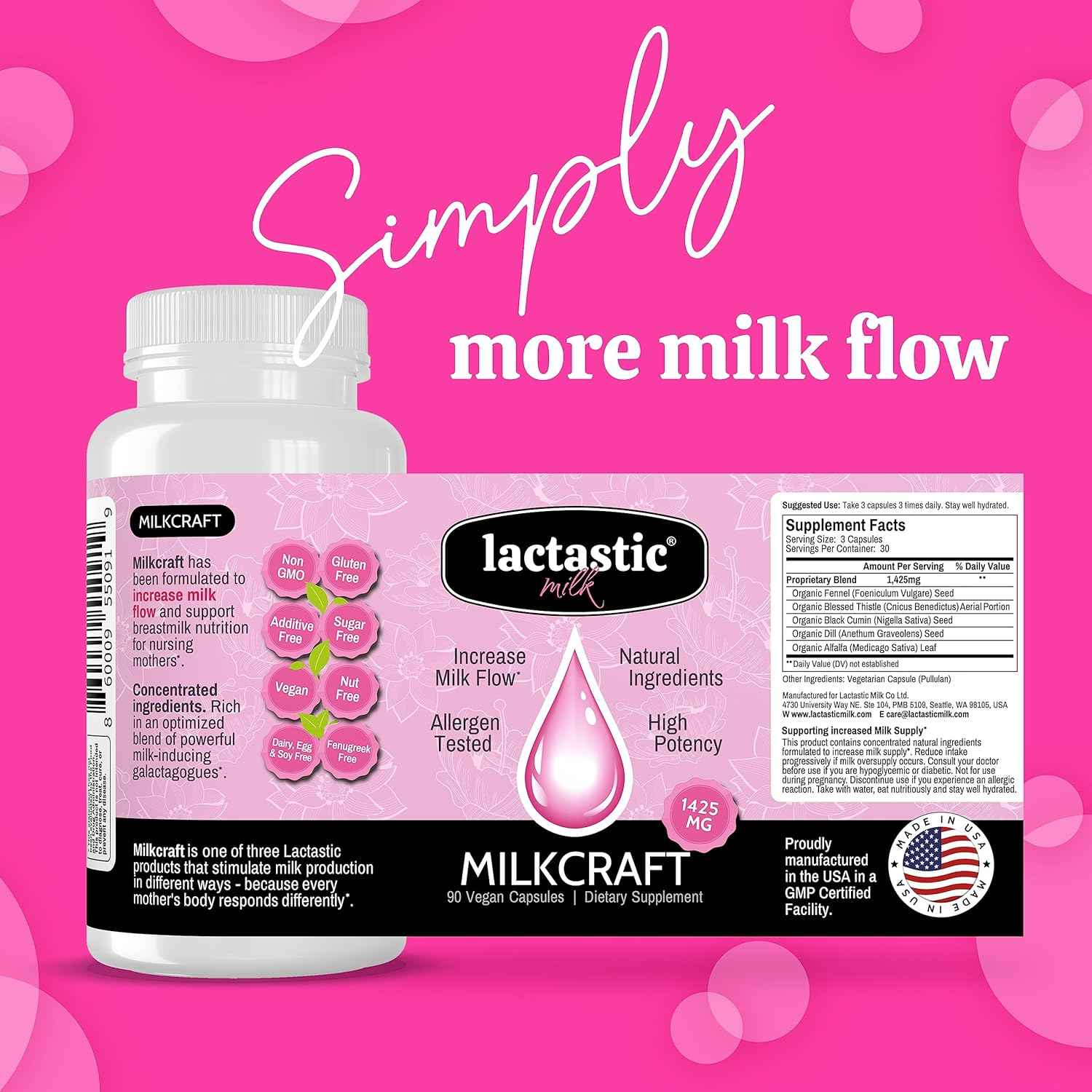 Lactastic® Perfect Start Bundle - High Potency Organic Lactation Supplements - Milkology, Milkcraft & Milk Bliss - 210 Vegan Capsules