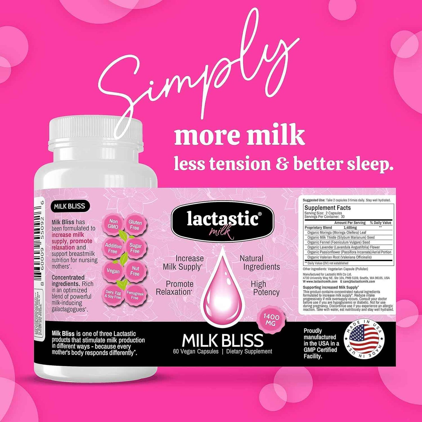 Lactastic® Perfect Start Bundle - High Potency Organic Lactation Supplements - Milkology, Milkcraft & Milk Bliss - 210 Vegan Capsules