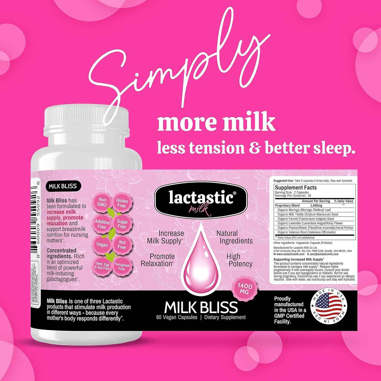 Lactastic® Perfect Start Bundle - High Potency Organic Lactation Supplements - Milkology, Milkcraft & Milk Bliss - 210 Vegan Capsules