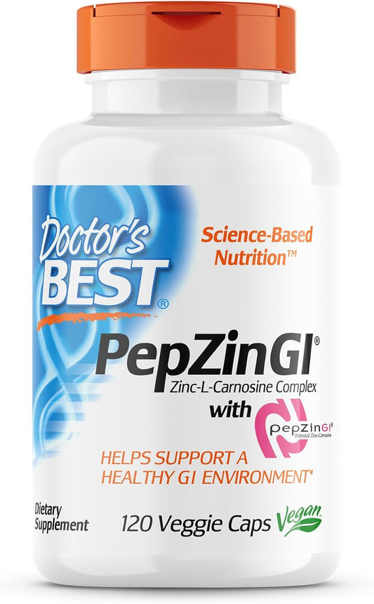 Lactoferrin Capsules & PepZin GI Zinc-L-Carnosine Complex for Digestive Health - 60 + 120 Caps