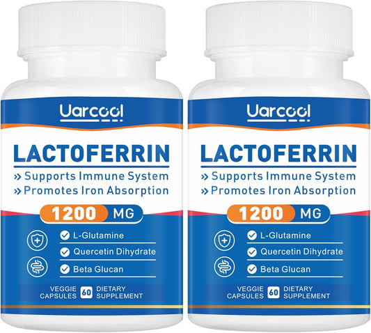 Lactoferrin Supplement 1200mg for Immune Health - Gluten-Free, Vegetarian - 120 Softgels (2 Bottles)