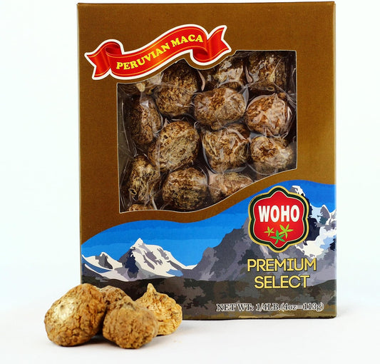 Large 4 oz WOHO Dry Raw Maca Root (Peruvian Ginseng) Vacuumed Gift Pack - Premium Quality