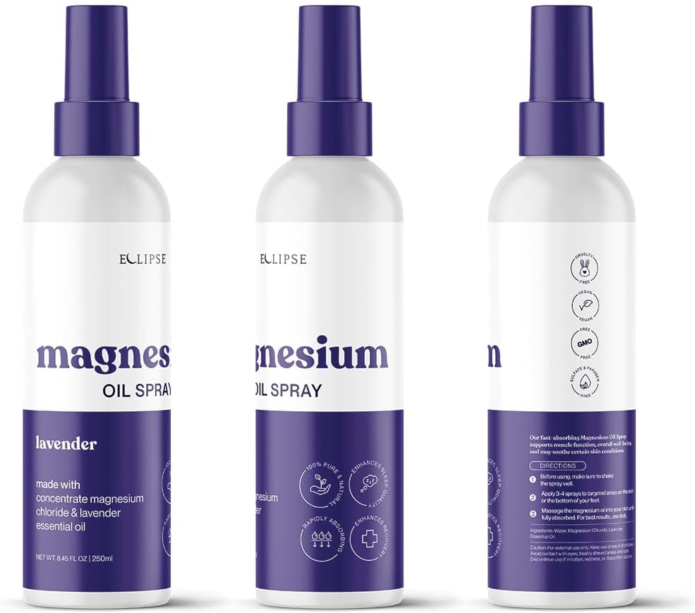Lavender Magnesium Oil Spray for Better Sleep and Muscle Recovery, 8.45 fl oz