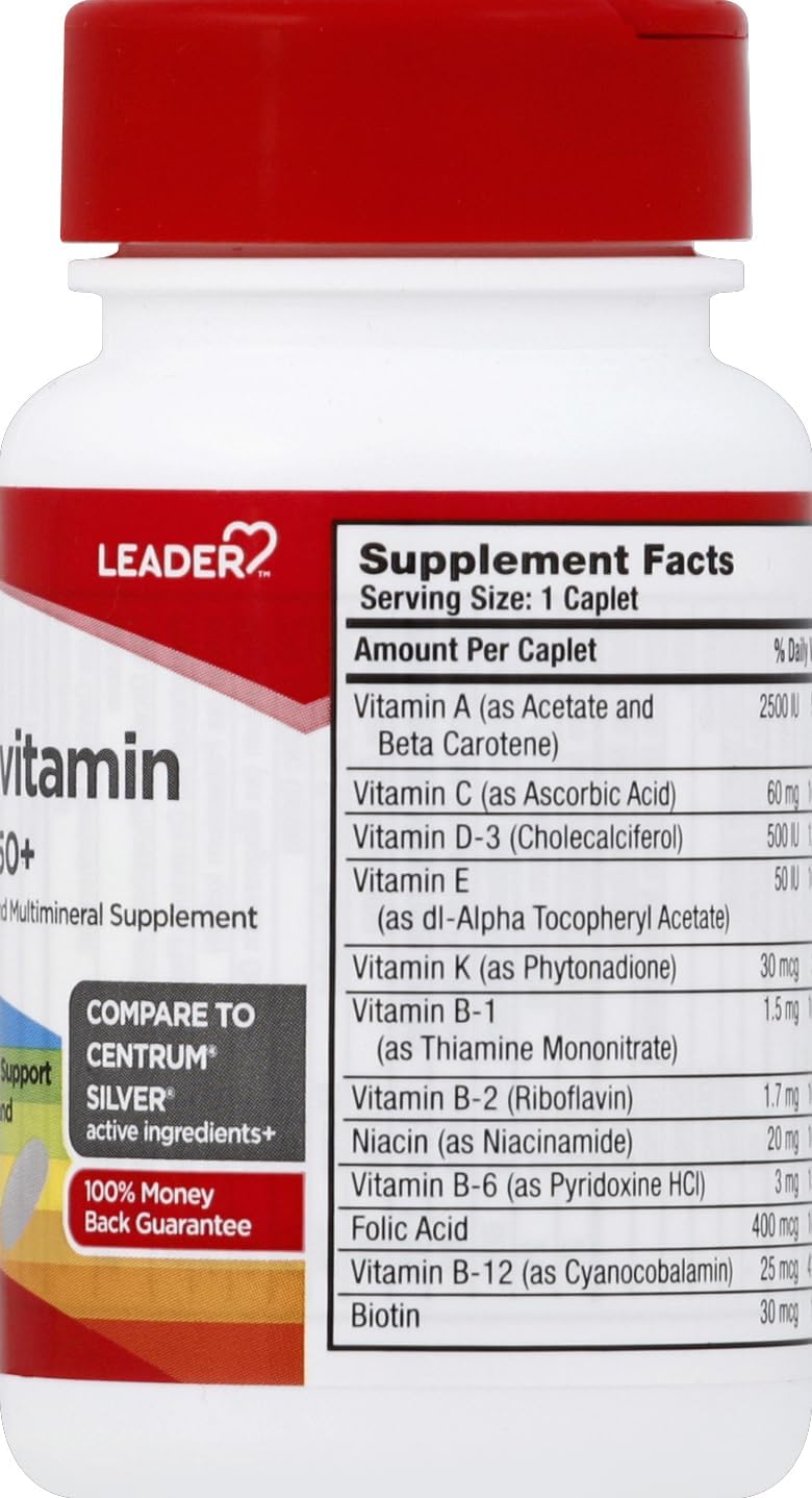 LEADER Multivitamin Adult 50+ Caplets - 30 Count - Single Pack