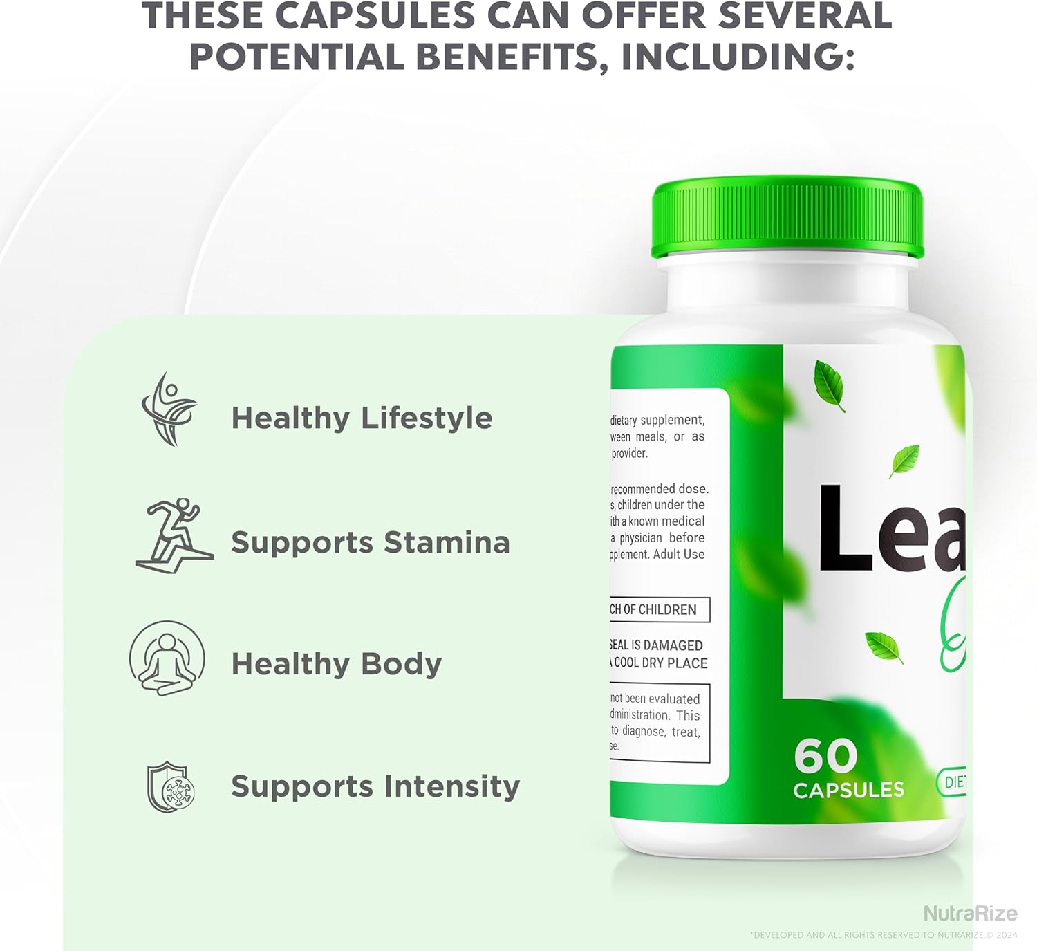 Lean Green Capsules - 5 Pack for Lasting Energy & Health, Premium Keto Pills, Supports Active Lifestyle & Fitness, LeanGreen Detox Formula with 300 Capsules