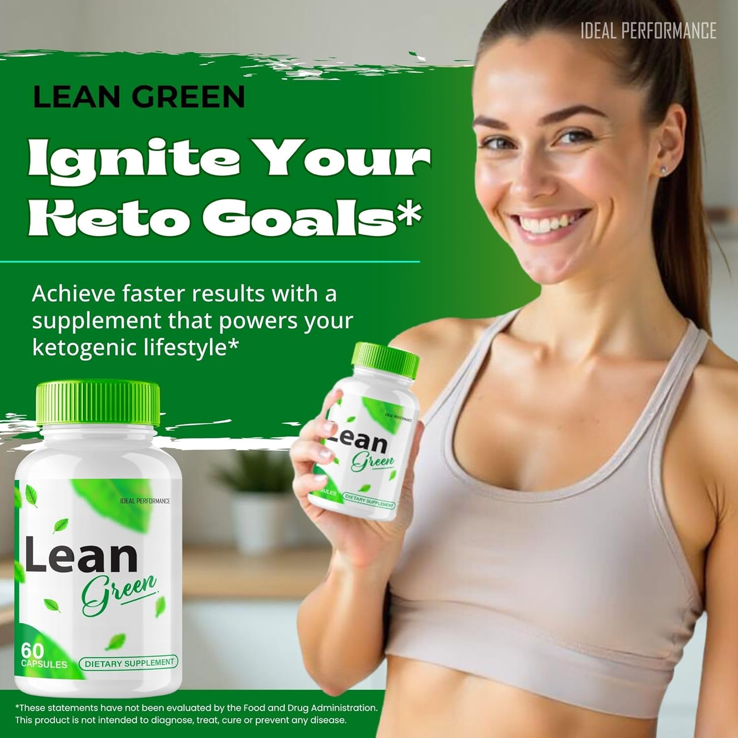Lean Green Keto Capsules - Maximum Strength Advanced Formula Supplement Pills - All Natural Keto Pills for Ideal Performance (5 Pack)
