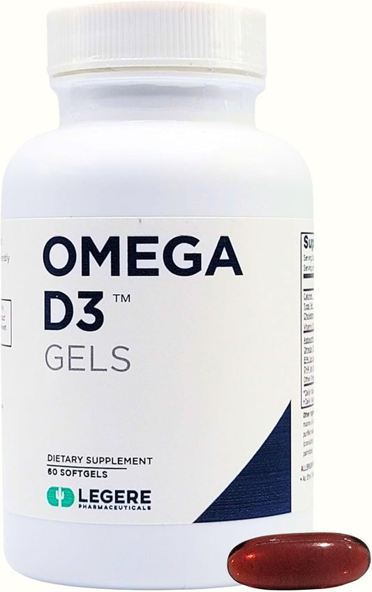 Legere Pharmaceuticals Omega-3 Fish Oil, D3 Gels with Astaxanthin & Calamarine by ES Global Brands