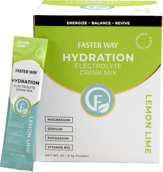 Lemon Lime Electrolyte Drink Mix with Apple Cider Vinegar for Fast Fat Loss - 30 Packets
