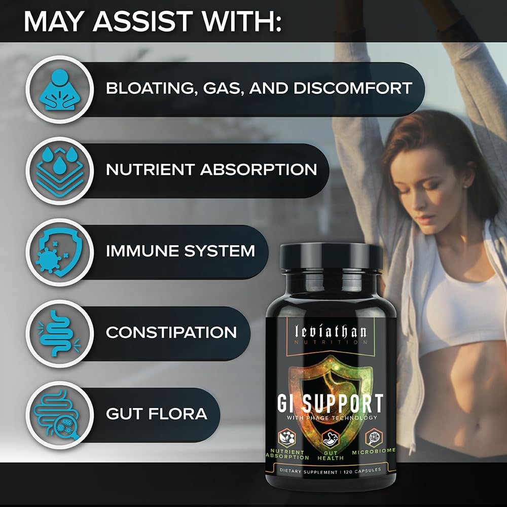 Leviathan Nutrition GI Supplement - Supports Gut Health, Microbiome Balance, and Intestinal Lining - Probiotic Capsules with Zinc-L-Carnosine, Butyrate, & DGL - 120 Count