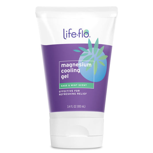 Life-flo Magnesium Cooling Gel for Women, Soothing Hot Flashes with Magnesium Chloride and MSM, Fresh Sage Mint Scent, 3.4 oz