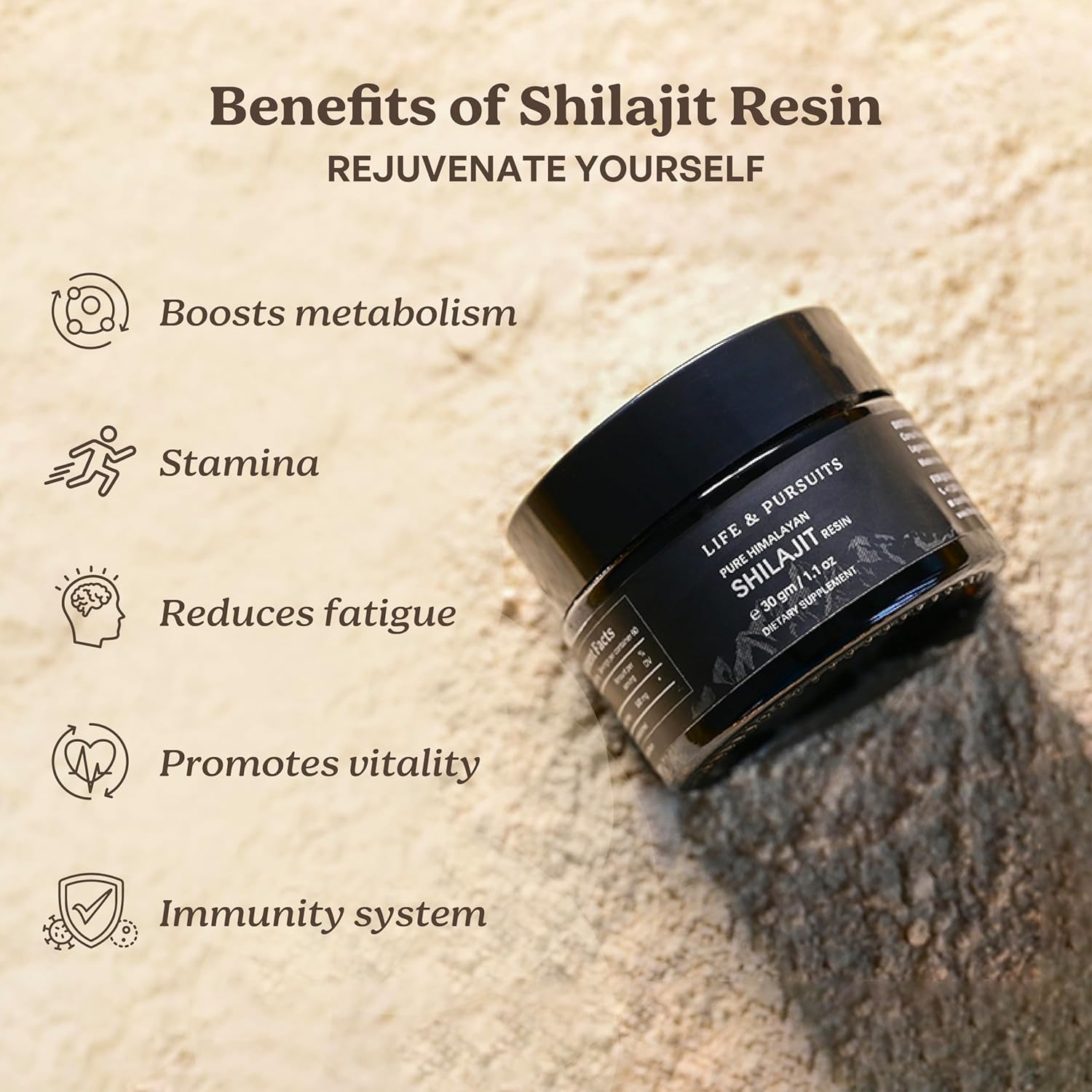 Life & Pursuits Pure Himalayan Shilajit Resin - 2.2 oz x 2 - Fulvic Acid, Trace Minerals - Men and Women Dietary Supplement - Natural Golden Grade - 120 Days Supply