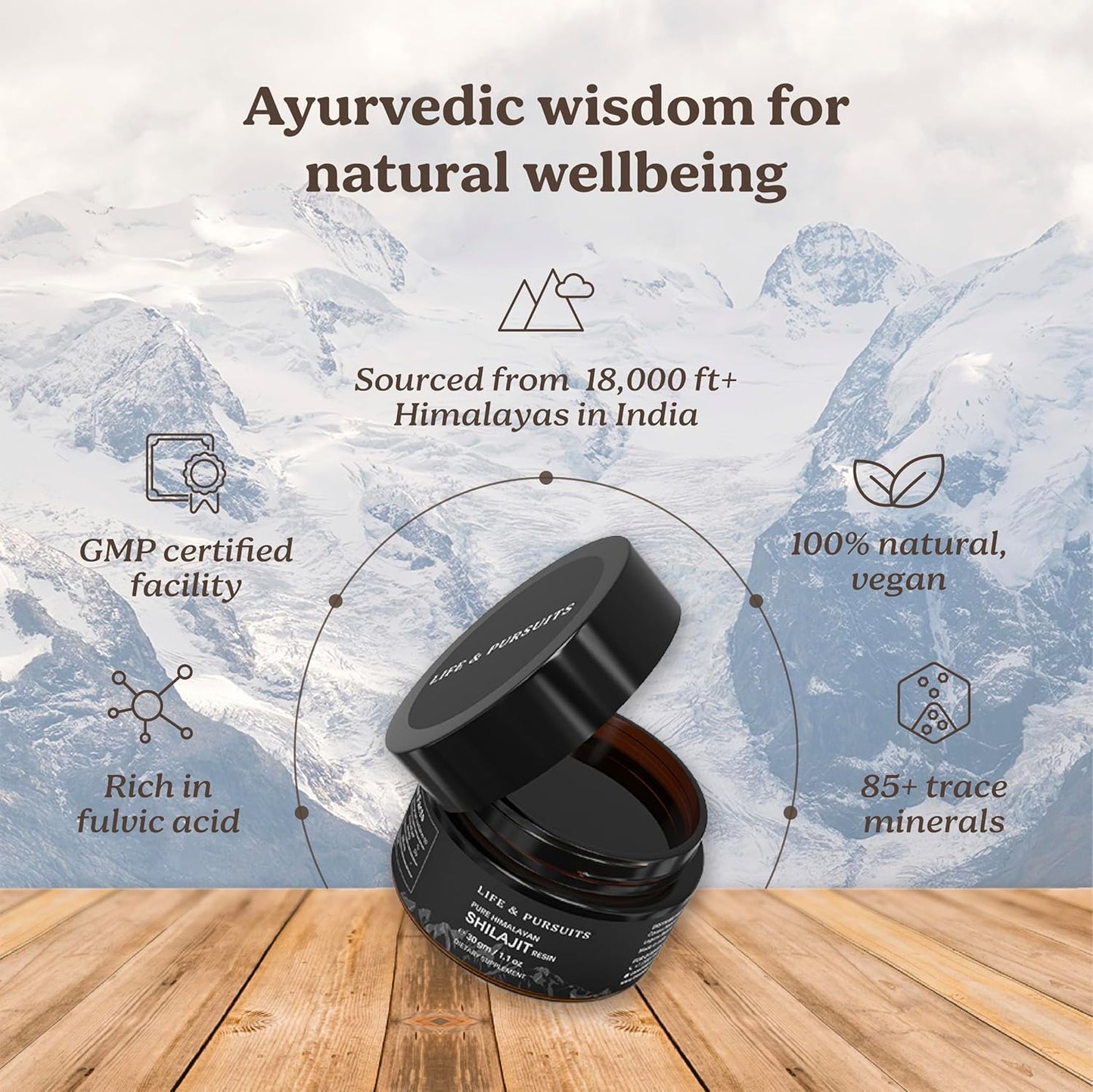 Life & Pursuits Pure Himalayan Shilajit Resin - 2.2 oz x 2 - Fulvic Acid, Trace Minerals - Men and Women Dietary Supplement - Natural Golden Grade - 120 Days Supply