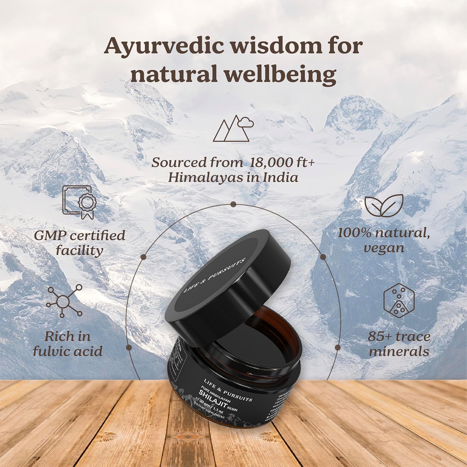 Life & Pursuits Pure Himalayan Shilajit Resin - 2.2 oz x 2 - Fulvic Acid, Trace Minerals - Men and Women Dietary Supplement - Natural Golden Grade - 120 Days Supply