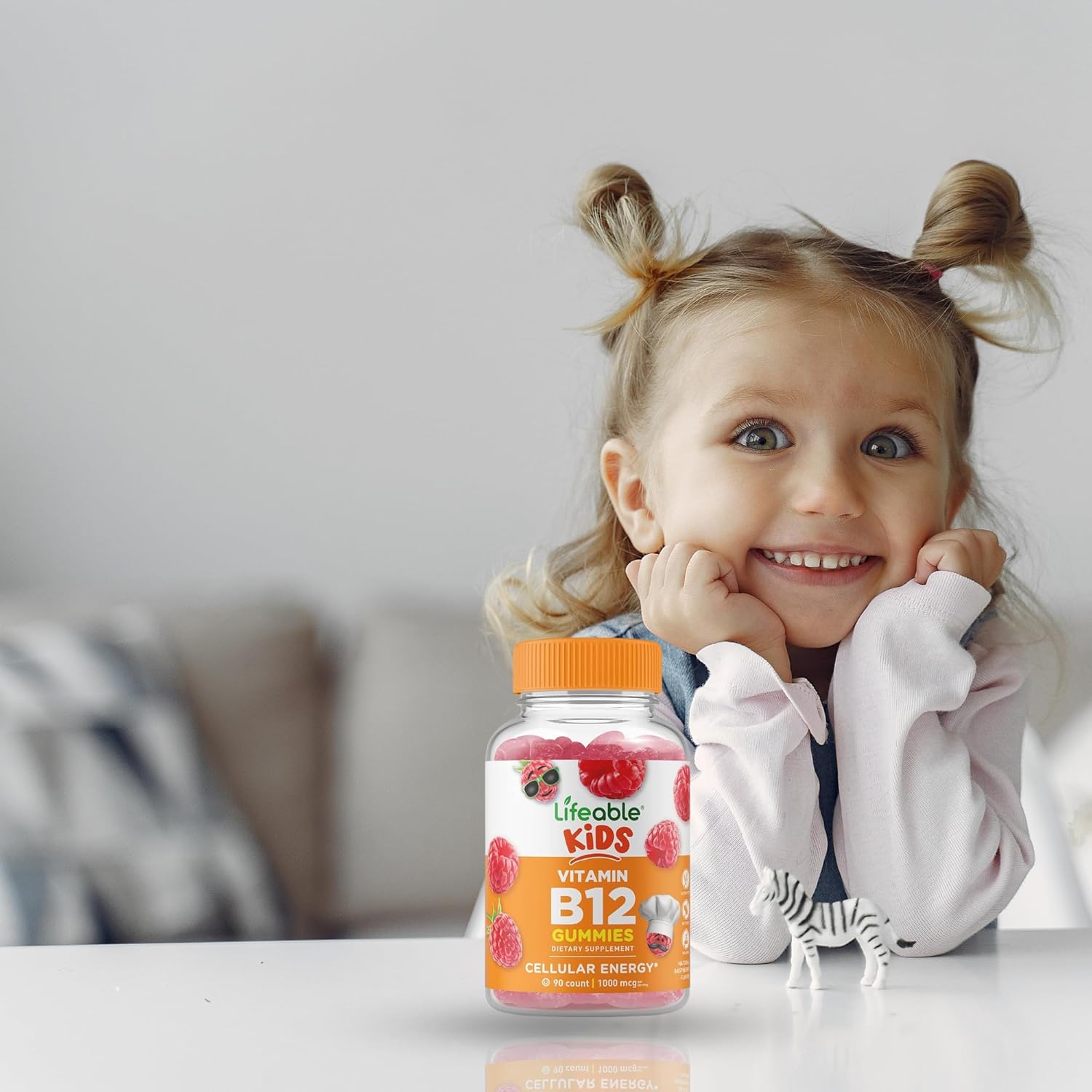 Lifeable Kids Vitamin B12 Gummies Bundle - 90 ct Bottle, Gluten Free, Non GMO, Chewable Dietary Supplement with Good For My Home Box