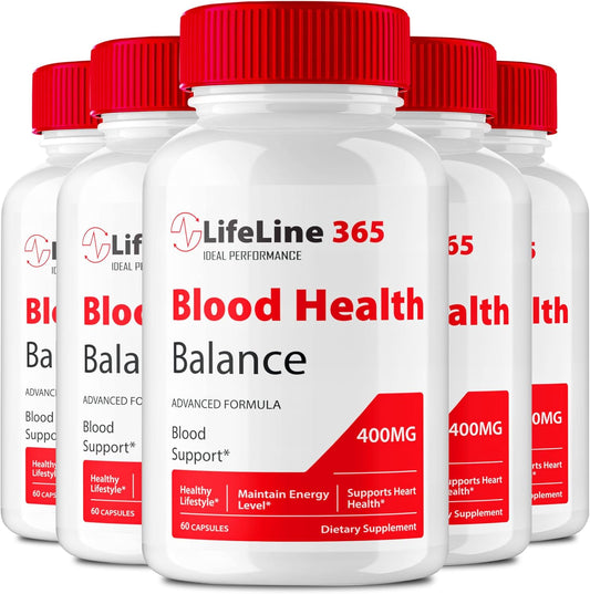 Lifeline 365 Blood Support Supplement - Advanced Formula for Maximum Strength - All Natural Pills - 5 Pack