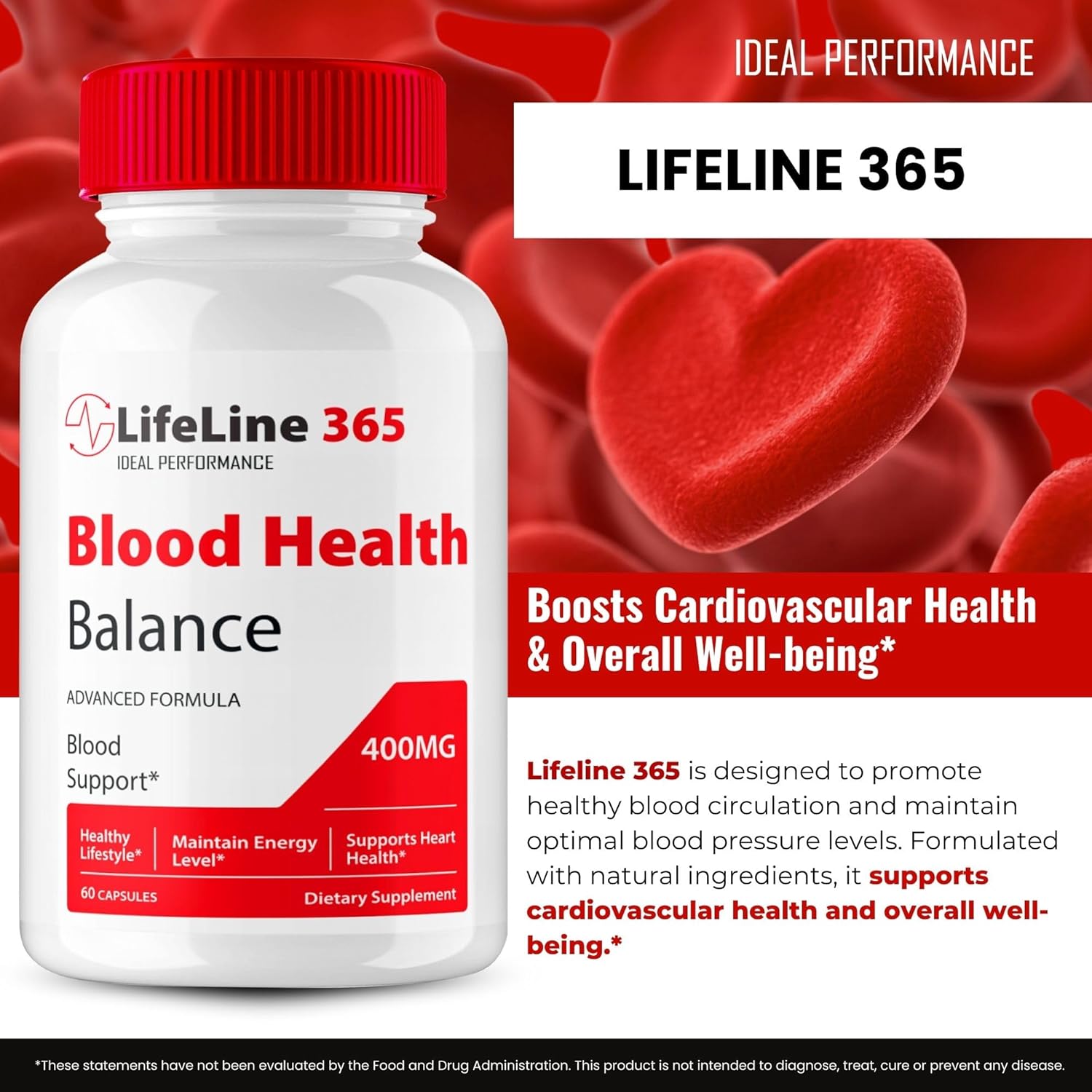 Lifeline 365 Blood Support Supplement - Advanced Formula for Maximum Strength - All Natural Pills - 5 Pack