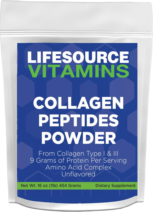 LifeSource Vitamins Collagen Peptides Powder - 45 Servings for Hair, Nail, Skin, Bone & Joint Health - Unflavored Keto & Paleo Friendly