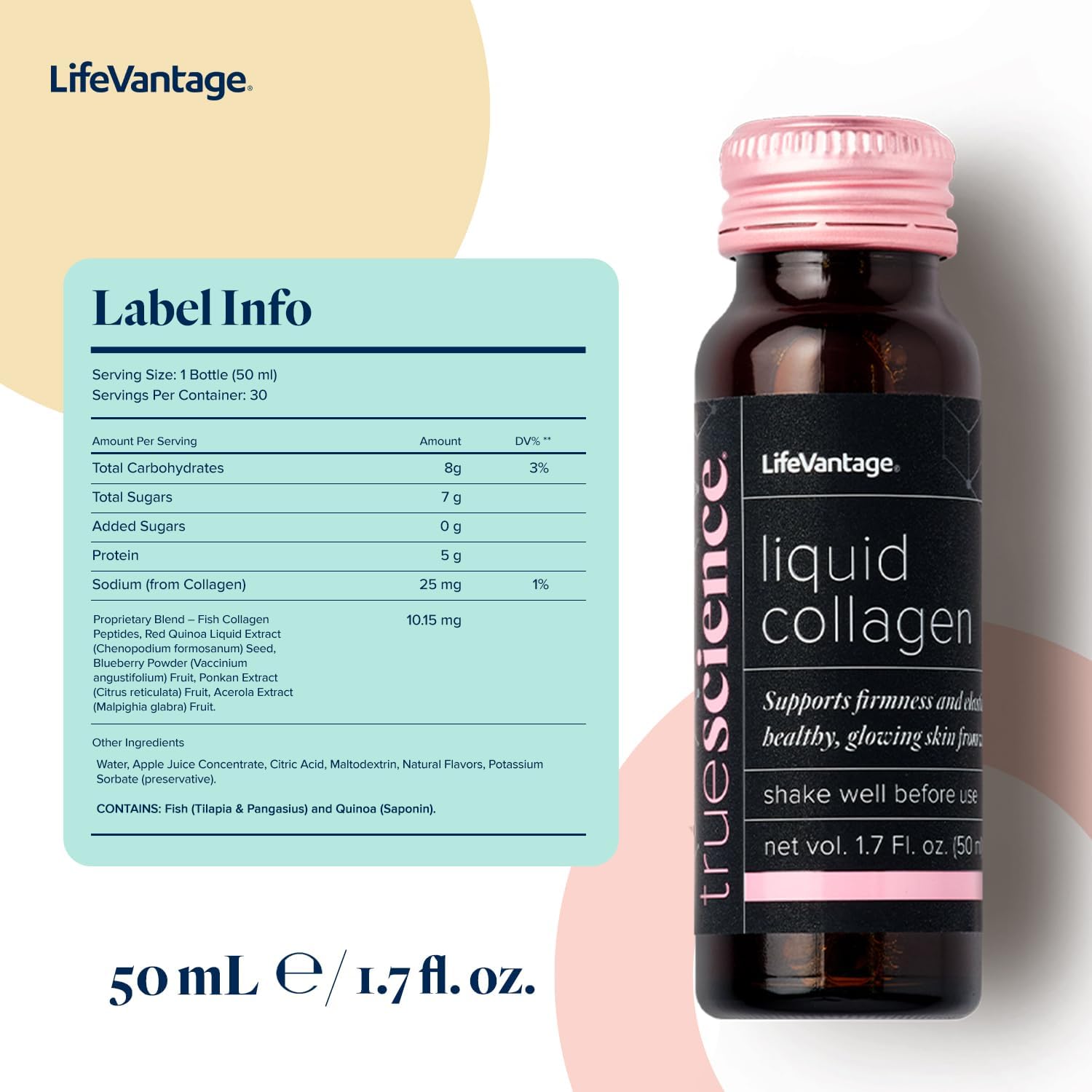 LifeVantage TrueScience Liquid Collagen - Skin Glow & Firmness Support - Collagen Boosting Formula - 30 Bottles x 1.7 Fl. oz.