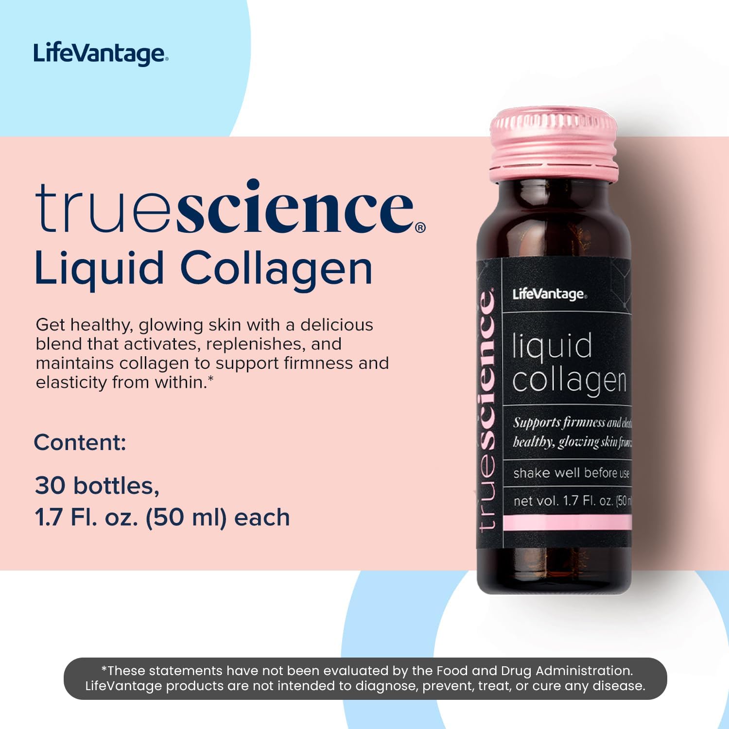 LifeVantage TrueScience Liquid Collagen - Skin Glow & Firmness Support - Collagen Boosting Formula - 30 Bottles x 1.7 Fl. oz.