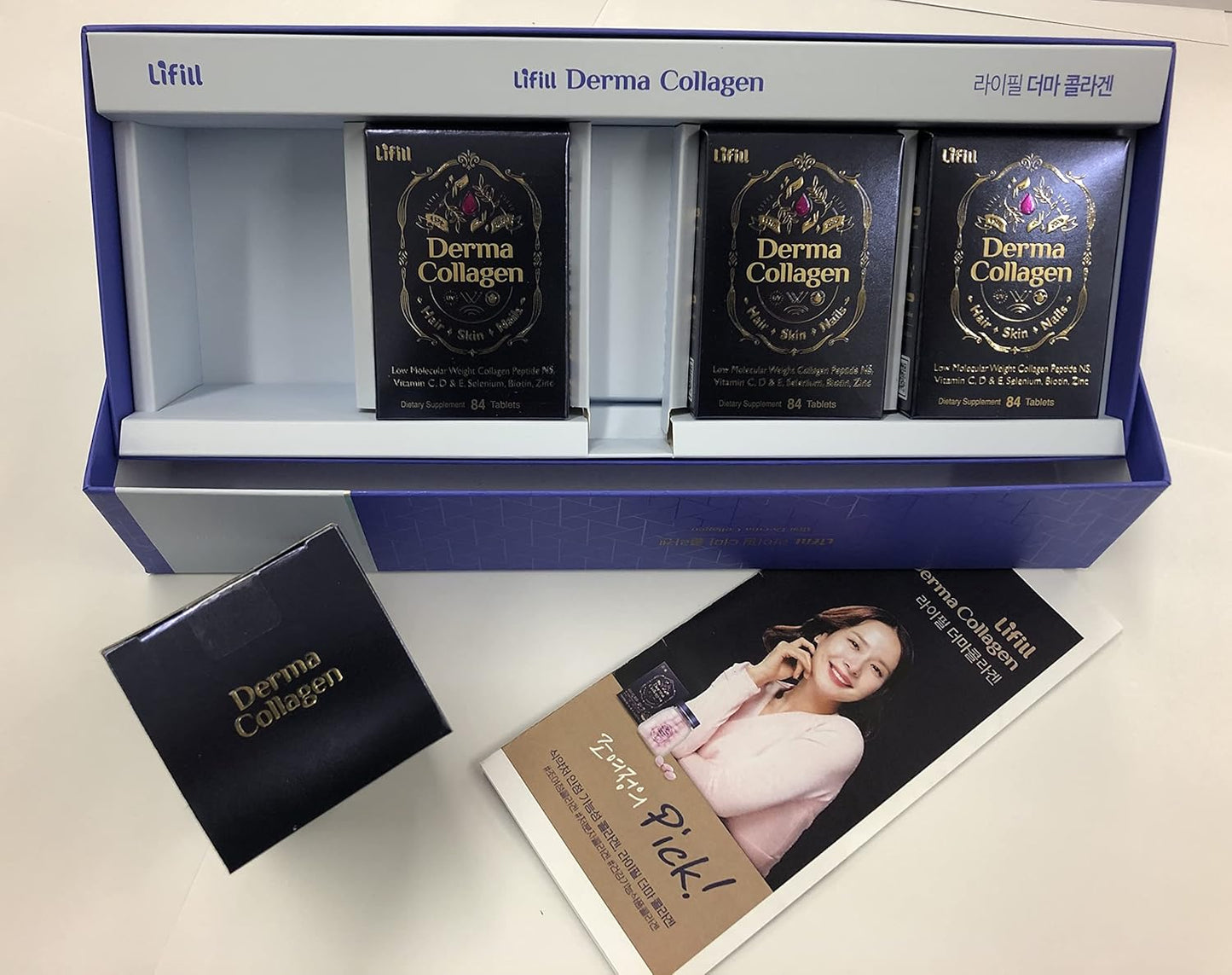 Lifill Derma Collagen-Luxury Pack: Skin Care Tablets with Biotin, Vitamin C, D, E, Collagen Peptides, Zinc, and Selenium - Reduce Wrinkles, Tighten Skin, Boost Hair Skin Nails (84 Tablets x 4 Units)