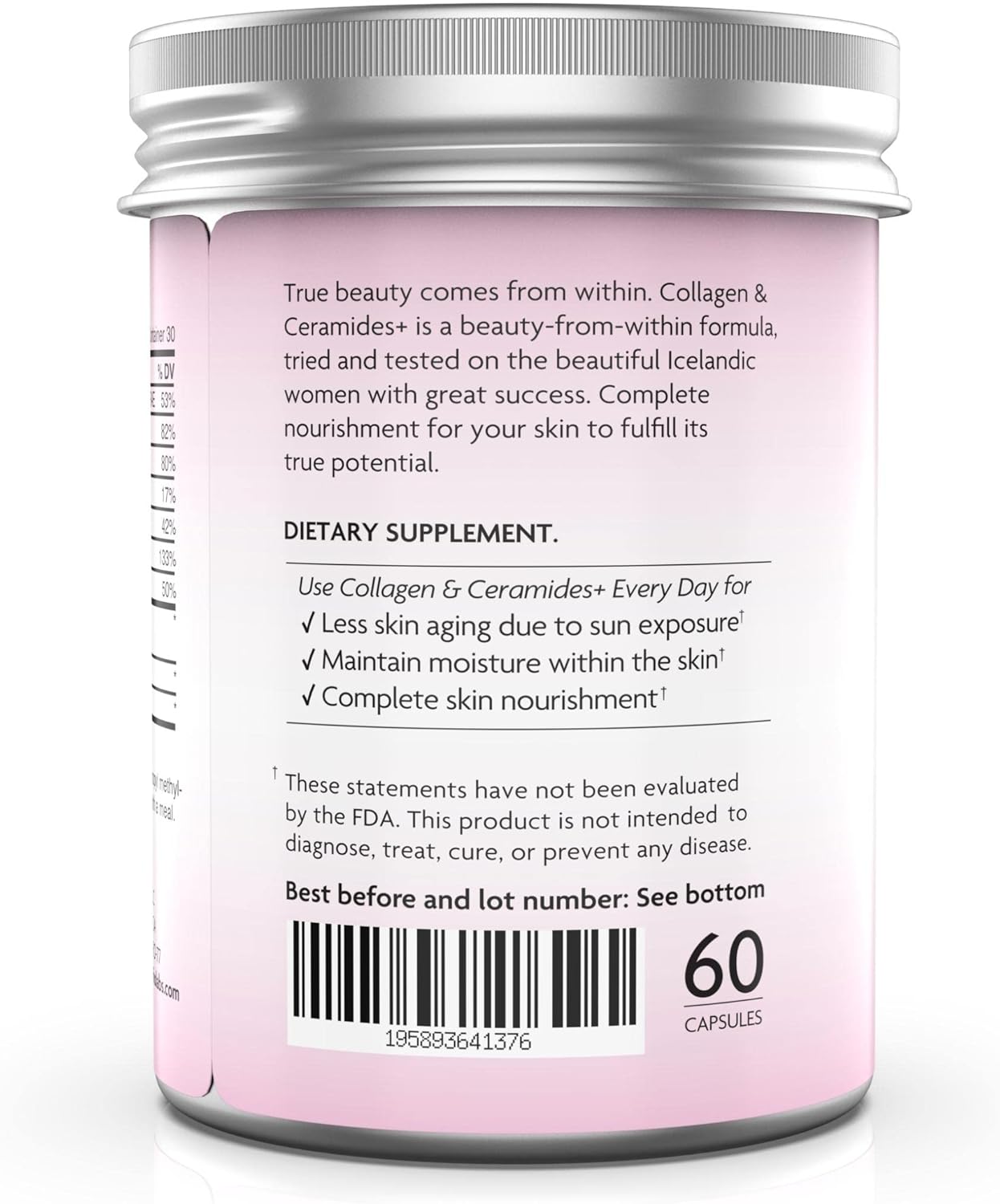 Lifio Collagen & Ceramides+ Beauty Supplement with Astaxanthin, Biotin, Vitamins A, B2, B3, B12, C & D - 60 Capsules, Non-GMO & Gluten-Free