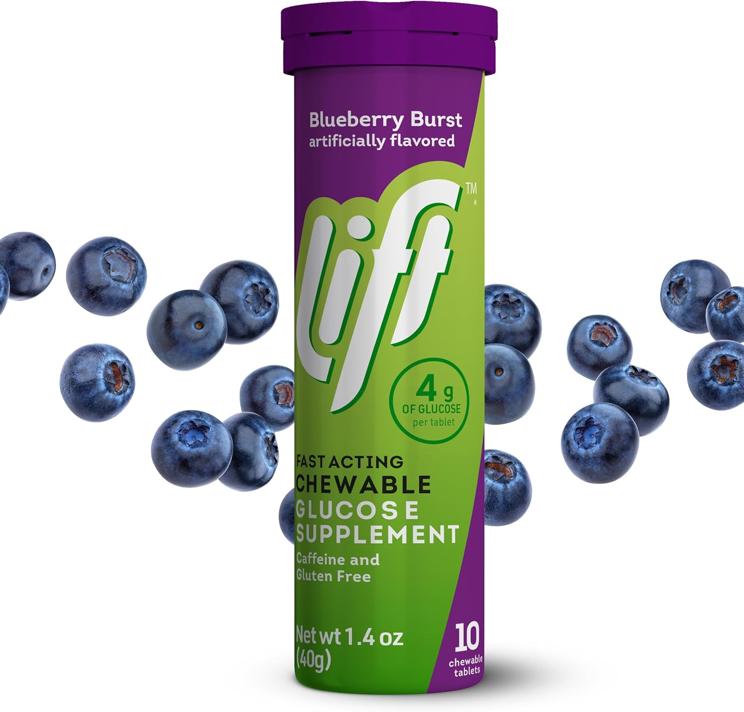 Lift Glucose Blueberry Energy Chewable Tablets - 120 Count Pack