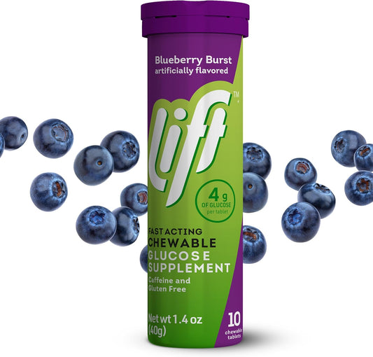 Lift Glucose Blueberry Energy Chewable Tablets - 120 Count Pack